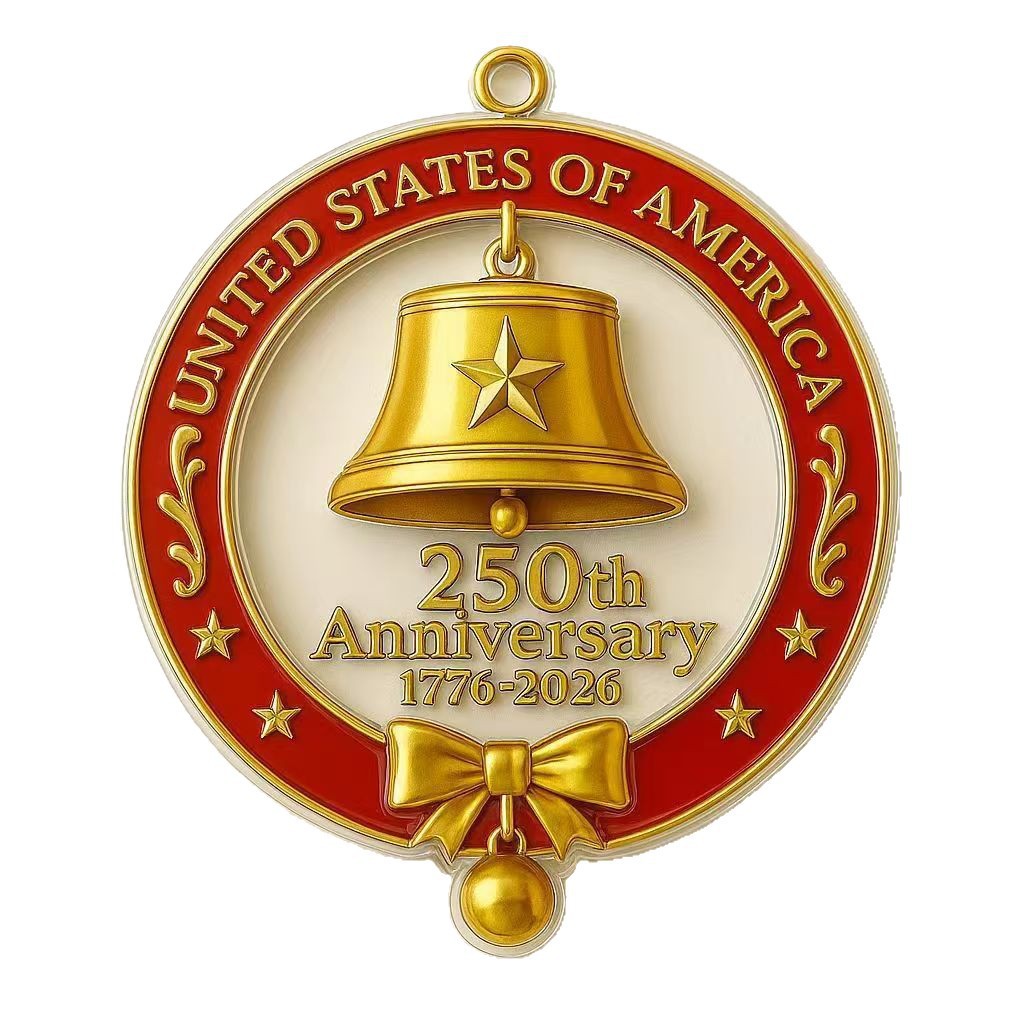 Colgante transfronterizo de los Estados Unidos 250 aniversario recuerdos acrílico 2D colgante de campana para celebrar el 250 aniversario de los Estados Unidos