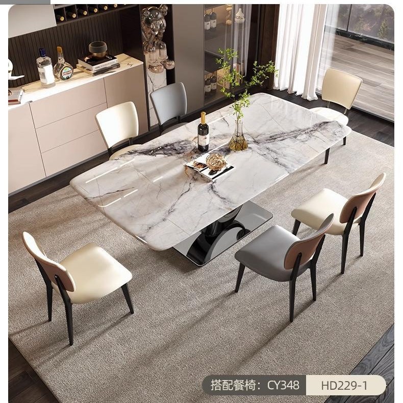 Mesa de comedor de mármol natural moderno simple y lujoso mesa de comedor rectangular de piedra ultracristalina italiana combinación