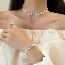 S925银海蓝宝珍珠手链轻奢小众设计高级感精致气质女小众手串批发