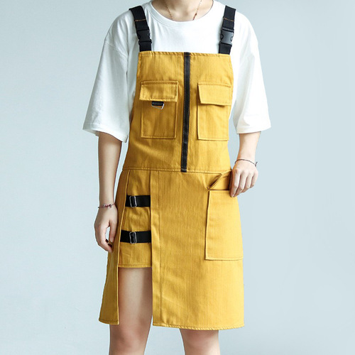 Denim apron work apron for men and women milk tea shop hairstylist gardening restaurant waiter work clothes printed with logo
