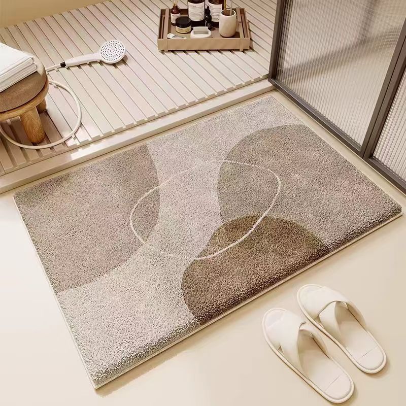 Japanese Style Imitation Cashmere Absorbent Bathroom Floor Mat Simple Plush Toilet Door Non-Slip Floor Mat Easy-care Door Mat