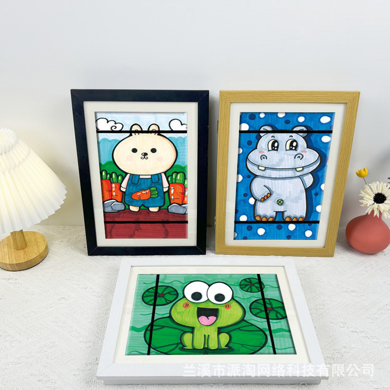 Amazon Cross-Border Popular Kidsren's Art Photo Frame Simple A4 Magnetic Flip Cover Can Store Commemorative Photo Oil Painting Frame