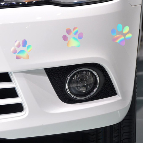 Foot Reflective Car Body Sticker Paw Print Scratch Sticker Footprint Electric Vehicle Car Sticker Pull Flower Decorative Car Sticker