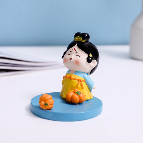 Tang Dynasty Lady Phone Stand Ornament, Chinese Cute Palace Maid Office Desk Decor, Creative Gift for Girls