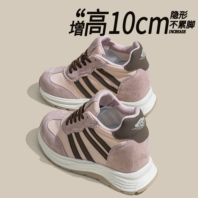 내부 높이 여성 신발 12cm 새로운 통기성 포레스트 검프 신발 두꺼운 단독 메쉬 작은 스포츠 캐주얼 신발 여성 A5016