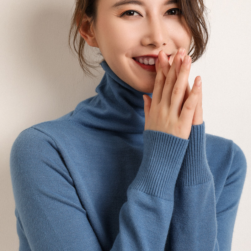 Large quantity favorably affordable autumn and winter turtleneck sweater women's pile collar all-match pullover sweater slim-fit base sweater