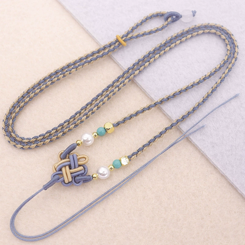 В сочетании с пряжкой мира, подвеска из нефрита Хэтянь с благоприятным узлом, веревка, ожерелье из жемчуга, веревка, высококачественный ремешок ручной работы