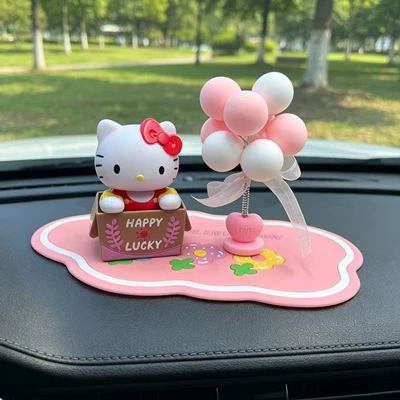 cute solar car car | Car ornaments - red-cat-balloon-pink-anti-slip-mat