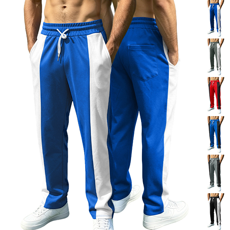 Estación independiente transfronteriza hombre americano deportivo casual relajado tela saludable cintura para correr rápido secado empalme pantalones de color contrastante