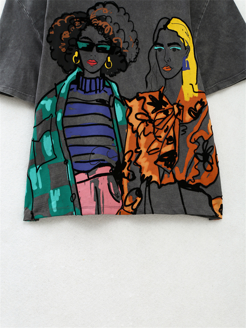 Women's T-shirt Short Sleeve T-shirts Printing Streetwear Human display picture 6