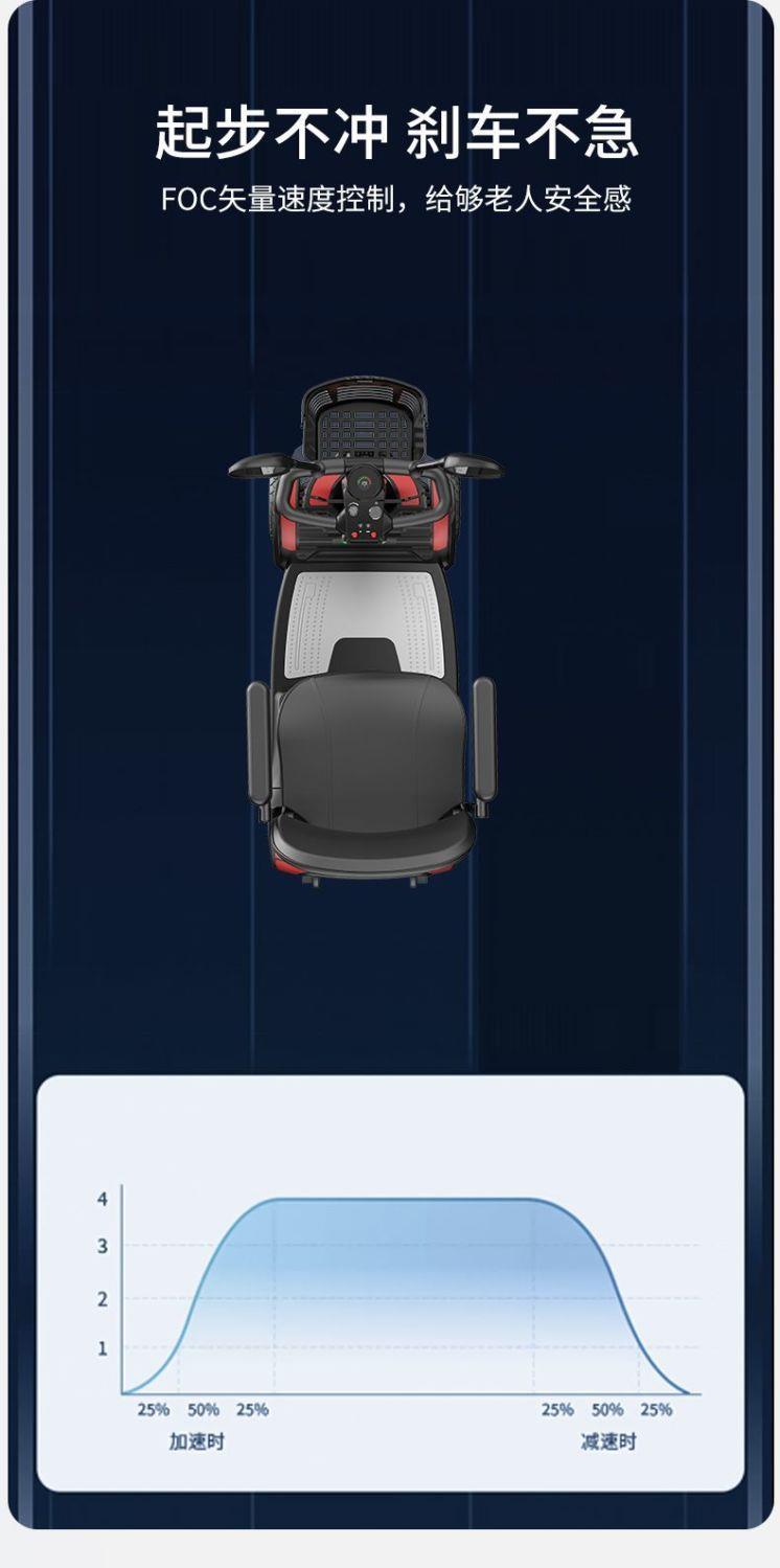 Elderly Mobility Scooter, Four-Wheeled Electric Household Small Double-Seater Scooter for the Elderly and Disabled, Four-Wheeled Folding Power-Assisted Vehicle