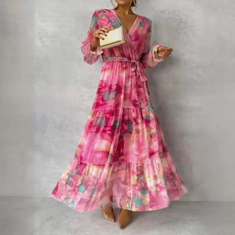 Модное и стильное платье из шифона с крупным подолом, элегантное, с кружевной отделкой и элементами пэчворка, популярное за рубежом.