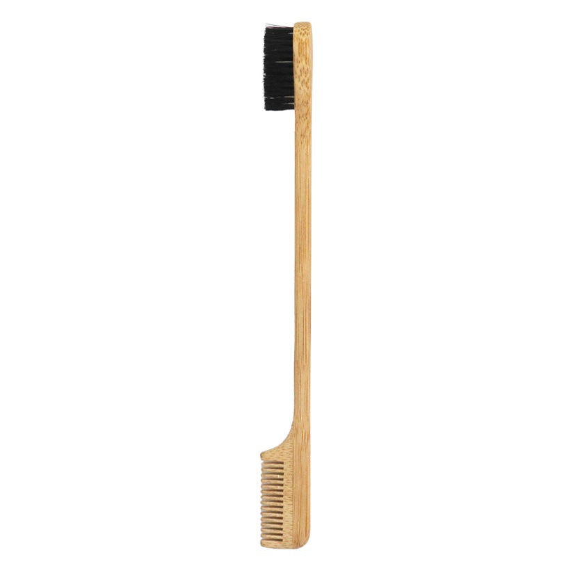 Bamboo double-headed eyebrow brush multifunctional makeup brush wood toothbrush type eyebrow brush hairdressing beauty brush hairdressing tools