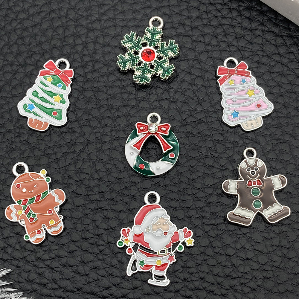 1 white K oil-dripping alloy decorative accessory, Santa Claus Christmas tree creative diy earrings pendant small pendant pic 10