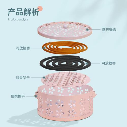 Mosquito coil box wholesale creative mosquito coil stove mosquito coil rack iron fireproof belt cover household indoor aromatherapy stove mosquito coil tray