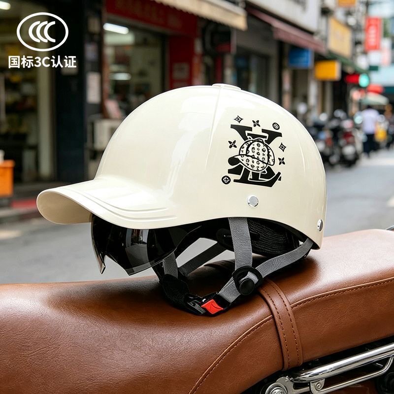 New national standard certified safety helmet for electric vehicles, sun protection, universal for battery motorcycles, duckbill cap, all-season safety helmet, half helmet