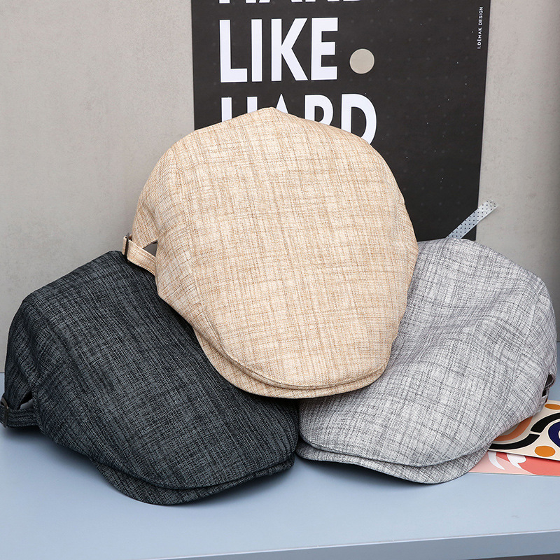 Sombrero de verano nuevo estilo coreano de algodón y lino hacia adelante sombrero británico hombres y mujeres pareja boina ajustable gorra de pico al por mayor