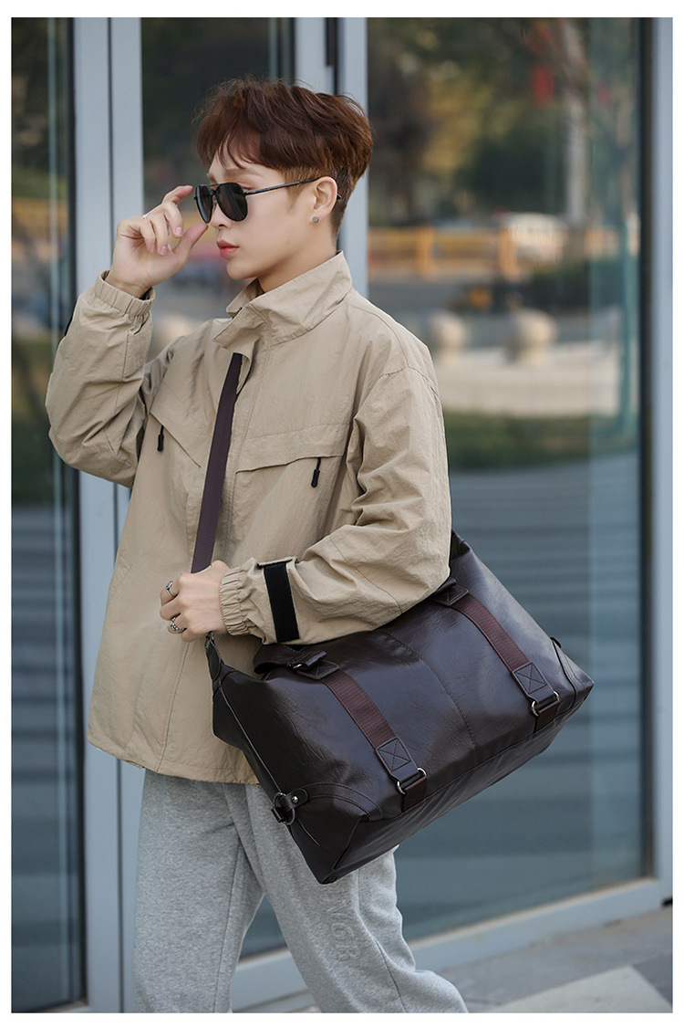 Unisex Classic Style Solid Color Pu Leather Waterproof Shopping Bags display picture 15