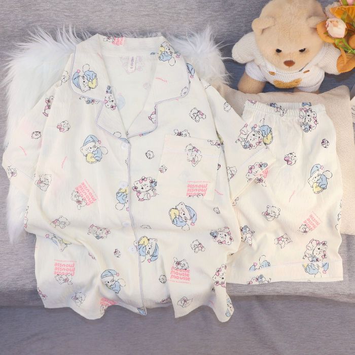 Al por mayor transfronterizo nuevo verano nubes de algodón dibujos animados mangas cortas pantalones cortos pijamas ropa de casa de mujer set ropa de casa de moda