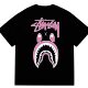 280g fabric cotton t European code men's and women's short sleeve wholesale Japanese tide brand shark printing foam stereo