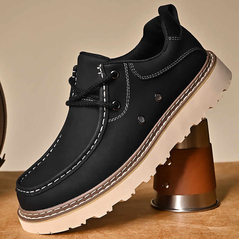 2024 nuevos zapatos de trabajo de hombre zapatos de cuero grandes zapatos de moda retro zapatos casuales británicos de altura baja zapatos de moda