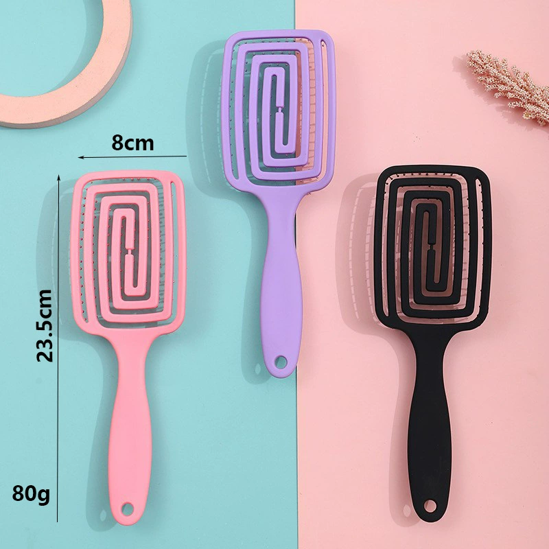 Щетка для расчесывания волос Paddle Hair Brush, двойной влажный и сухой детangler, нейлоновые шипы, 24×8×3 см, лёгкий 82 г