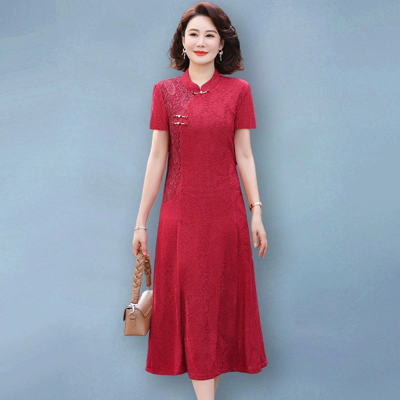 Среднее и старое женское свадебное платье свекровь свадебное платье мама чонсам платье невеста новое летнее свадебное платье с короткими рукавами