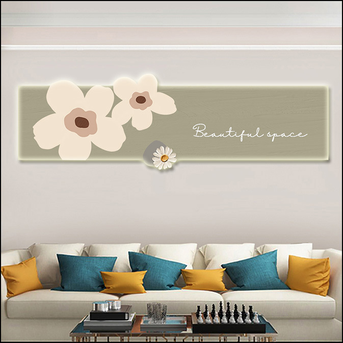 Pintura de decoración de la sala de estar de viento crema floral led atmósfera iluminación pintura de fondo sofá pintura de pared moderna pintura de dormitorio minimalista