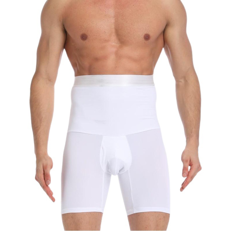 Pantalones cortos de silicona para hombres cintura alta cuerpo que forma la ropa interior apretado vientre que forma los calzoncillos de los hombres