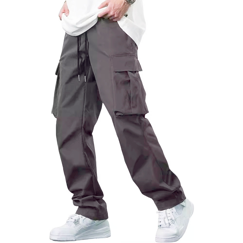 Suvised Uued Meeste Cargo püksid Viiginööriga Multi Pocket Casual Pants_voghion.com