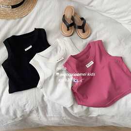 跨境女童背心外穿纯色夏季薄款打底夏装短款吊带夏天儿童无袖上衣