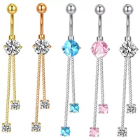 Wish AliExpress Амазонка взрыв из нержавеющей стали медный циркон с кисточками цепи пупок кольцо пирсинг ювелирные изделия оптом