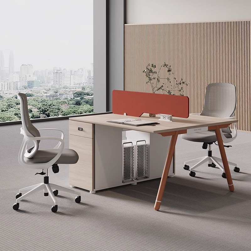 Mesa de oficina del empleado, asiento de tarjeta doble para cuatro o seis personas, combinación simple de mesa y silla de oficina moderna