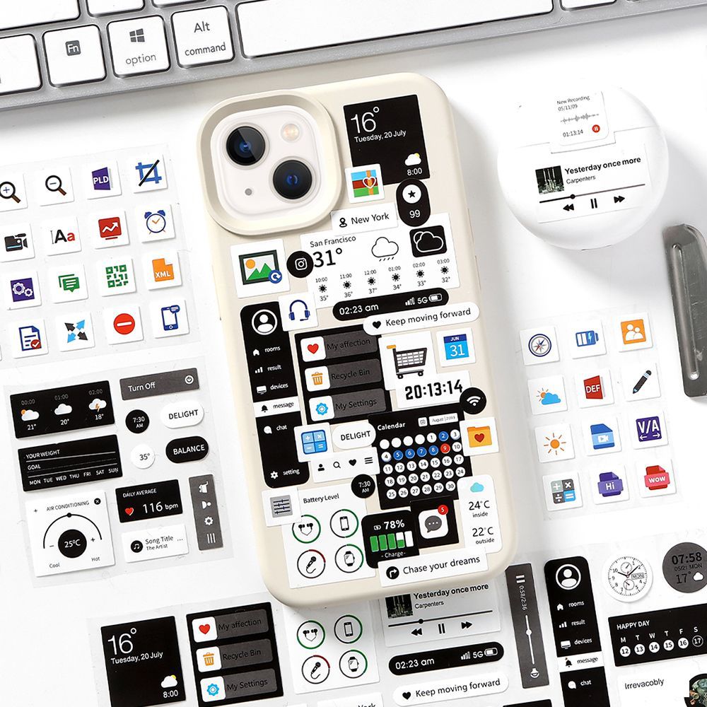 Infeel.Me Cinta de troquelado de marco de chat creativo Información Cosmos Serie Mano de cuentas Teléfono móvil Cinta de collage de bricolaje