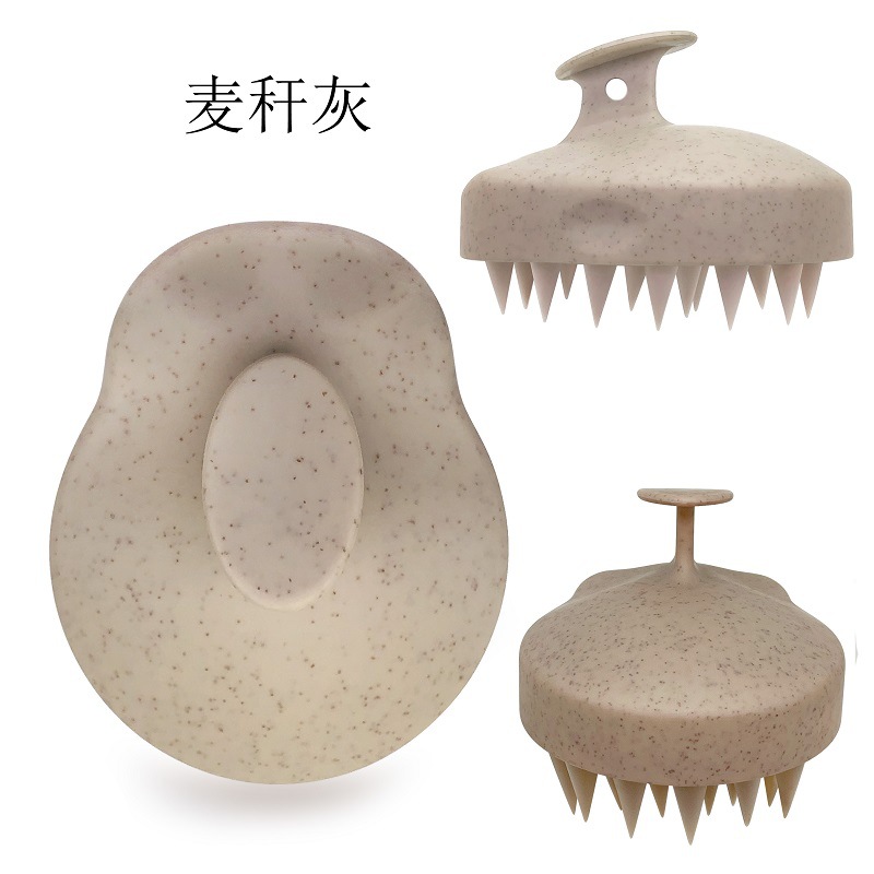 麦秸秆带孔莫兰迪色系硅胶洗头刷头部按摩头皮经络抓头器工厂现货