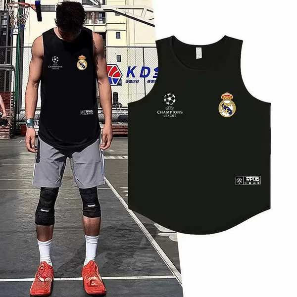 Quick-Drying Vest American Fitness Summer Champions League Football Real Madrid Club Men's Sleeveless Breathable Loose Large Size