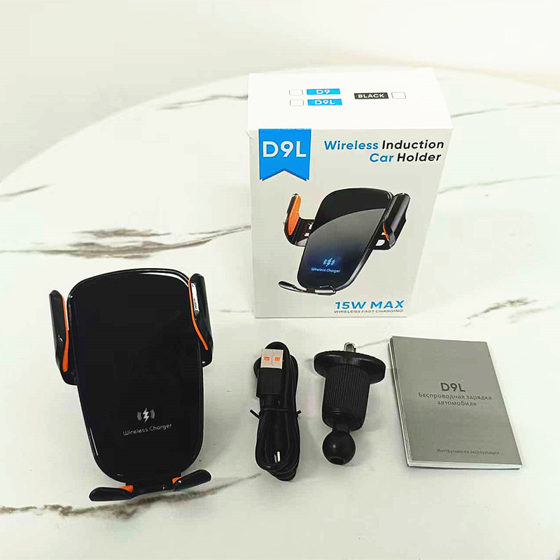 Charging Air Vent – Qìchē Car phone holder - black-d9l-glass-surface-15w-wireless-charging