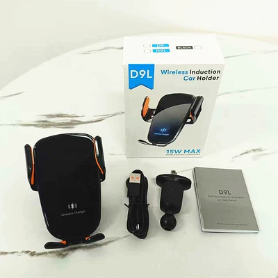 Car phone holder 15W Wireless Charging Car - black-d9l-glass-surface-15w-wireless-charging