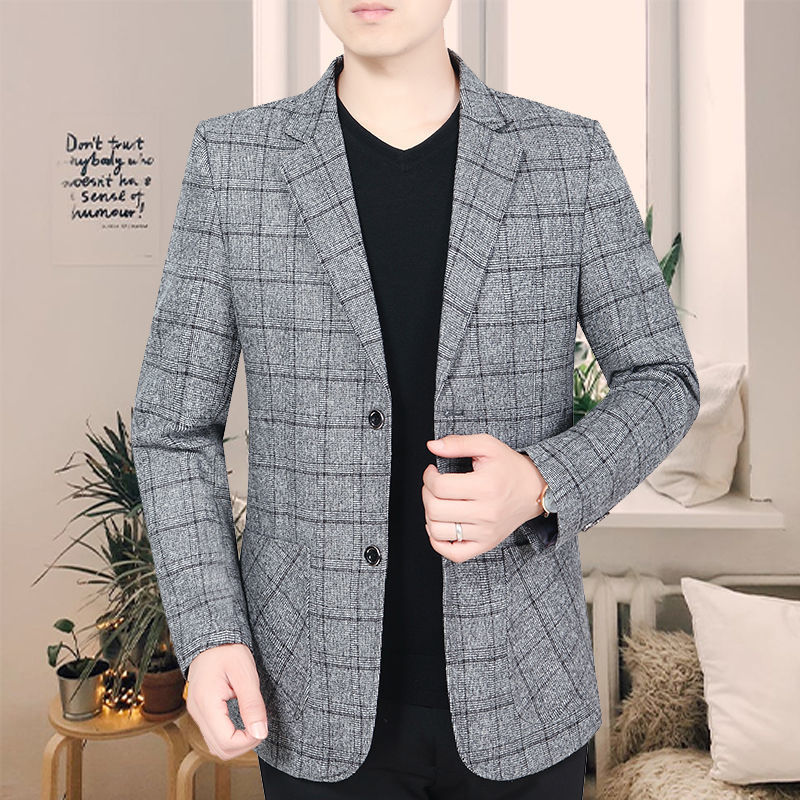 New Style Young Men's Blazer Casual Suit Slim Fit Thin Jacket for Dad Spring and Autumn Stylish Jacket