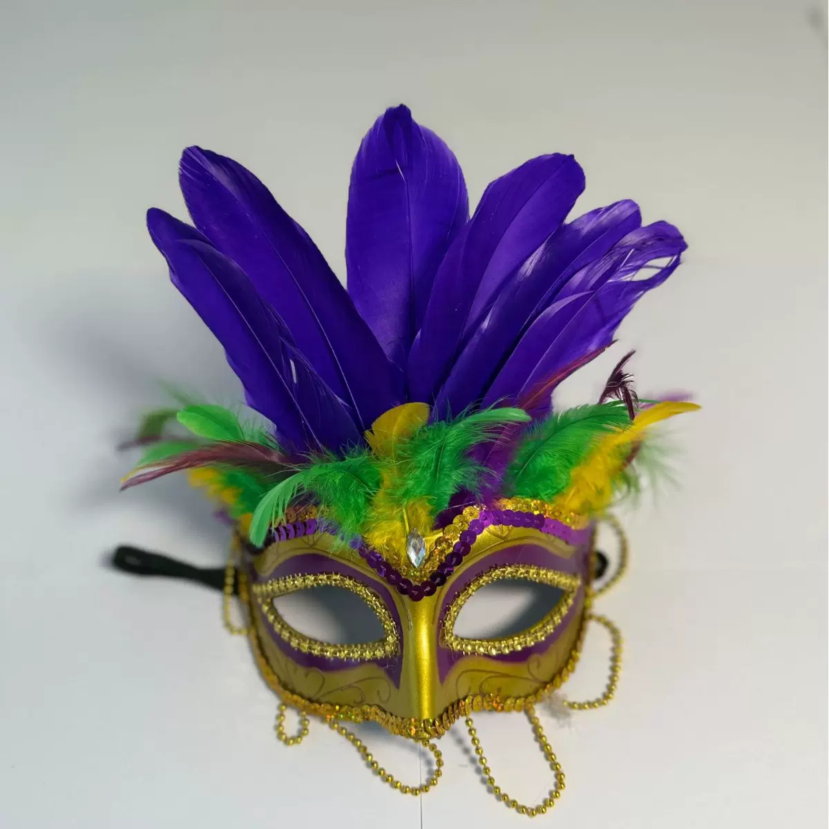 亚马逊万圣节面具 舞会化妆派对道具珠链金紫绿面具外贸爆款面具