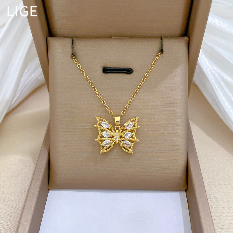 Set collana e orecchini farfalla con strass di lusso_voghion.com