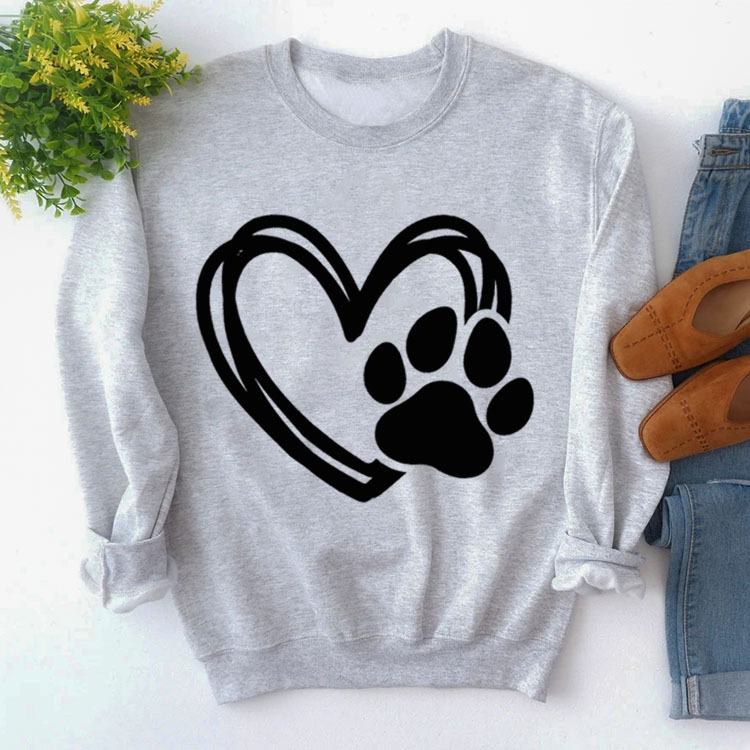 Amazon estación independiente en stock jersey de cuello redondo simple superior manga larga impresa suéter suelto transfronterizo Comercio exterior al por mayor