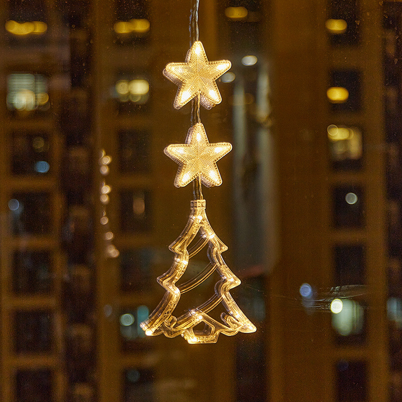 Nuevo estilo transfronterizo Navidad ambiente creativo LED ventosa decoración de la lámpara decoración del festival lámpara de estrella de cinco puntas colgante colgante image 10