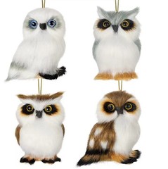 ぬいぐるみシミュレーション動物カバー 4 組み合わせフクロウペンダントクリスマスペンダントバックパックペンダントデスクトップウィンドウ装飾