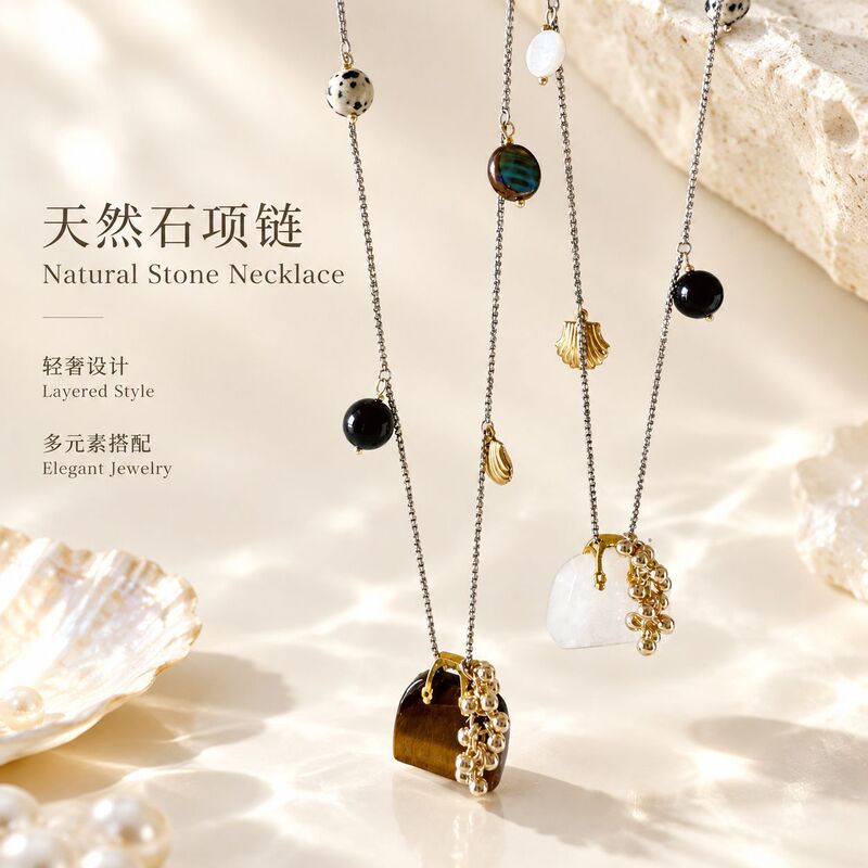 South Korea blogger with tiger eye obsidian bag grape string pendant necklace design all-match sweater chain women South Korea blogger with tiger eye obsidian bag grape string pendant necklace design all-match sweater chain women