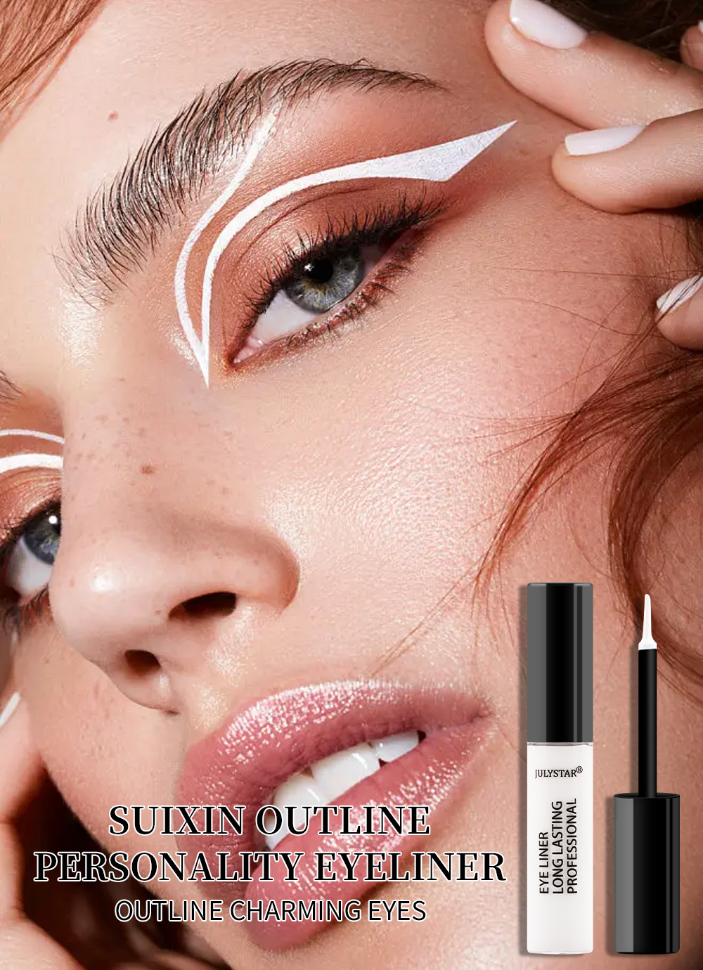 julystar Cross-border Halloween Beauty Eyeliner Liquid Cross-border Colored Waterproof, Oil-Proof and non-smudging Eyeliner Pen wholesale Specification drawing