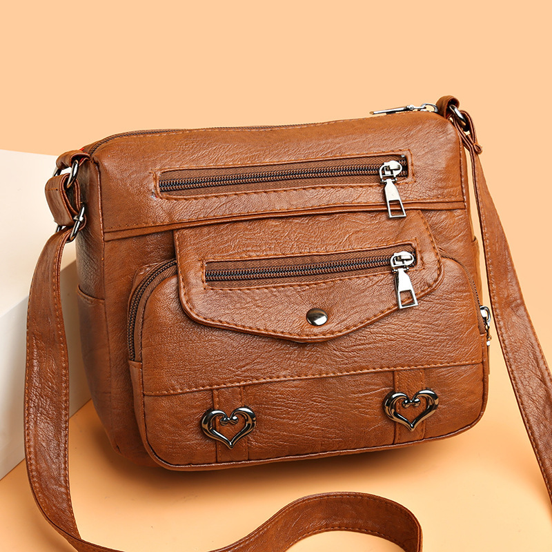 Comercio exterior crossbody nuevo bolso de hombro bolsa de textura de cuero suave moda de las mujeres europeas y americanas retro multi-Bolsillo de gran capacidad bolso de las mujeres