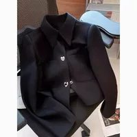 Черный короткий пиджак в стиле Chanel для миниатюрных женщин, модный осенний универсальный уличный модный молодежный топ