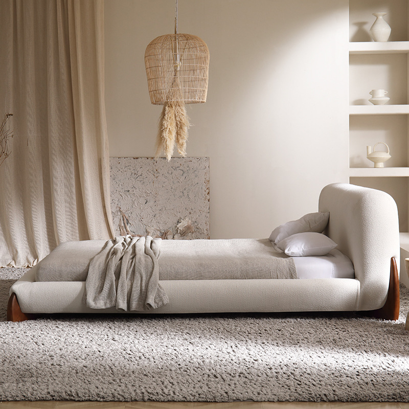 Moderno minimalista cama de boda de 1,8 m tela nórdica cama de madera maciza cama japonesa dormitorio principal minimalista luz cama de lujo estilo ins