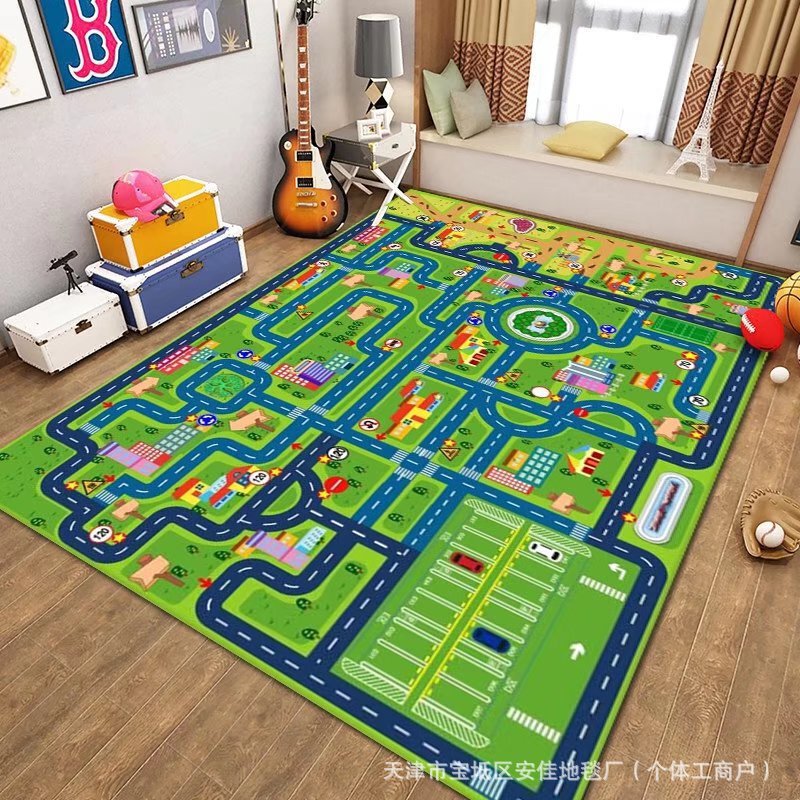 クロスボーダー子供用カーペットクリスタルベルベット駐車場クライミングマットゲーム交通道路フロアマット早期教育幼稚園カーペット|undefined